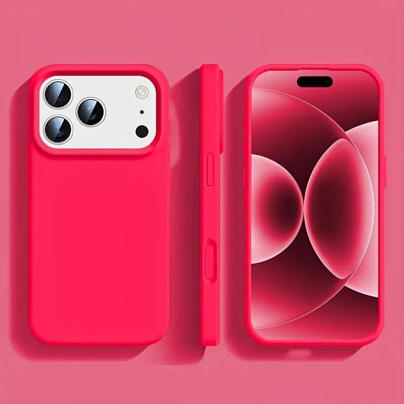 Capa De Silicone Rosa Fluorescente Para Iphone 13, Capa Macia De Tpu Resistente A Impactos.