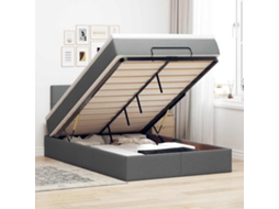 Vidaxl Cama Otomana Com Colchãoleds 120x200 Cm Tecido Cinzento Escuro