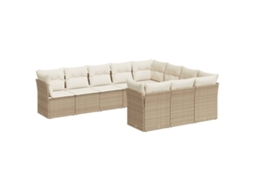 Maison Exclusive - 10 Pcs Conjunto De Sofás P/ Jardim Com Almofadões Vime Pe Bege