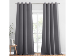 Cortina Blackout - Cortina Anti-frio Cinza, Par De Cortinas Opacas Penduradas Com Laços, Isolamento Térmico/luminoso, Decoração Para Quarto, Casa,