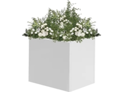 Caixa De Plantas Quadrada 20 Polegadas - Branco - Plantador De Jardim E Interior De Metal - Apropriado Para Interior E Exterior