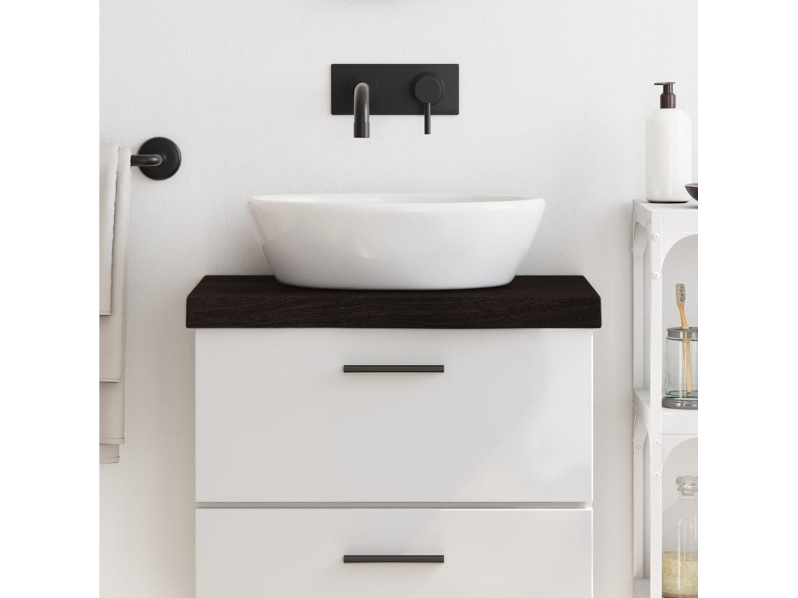 Vidaxl Bancada P/ Wc 60x40x(2-6)cm Madeira Tratada Maciça Castanho