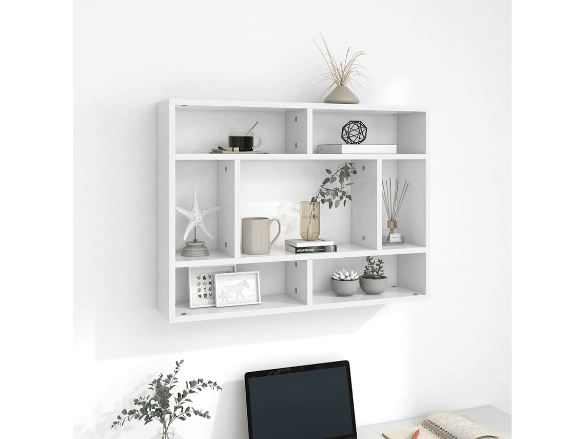 Vidaxl Estante De Parede 75x16x55 Cm Contraplacado Branco