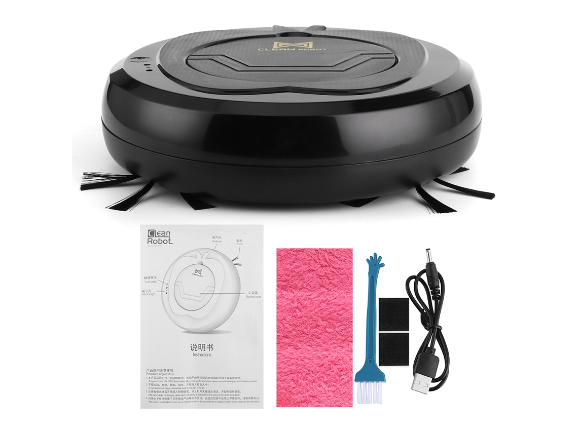 Laxiscreed Robô De Limpeza 1800pa 3 Em 1 Para Casa, Preto, Com Tela E Carregador Usb