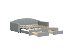 Daybed With Trundle, Daybeds With Trundles Vidaxl Cinzeto Tecido (100 X 200 Cm)
