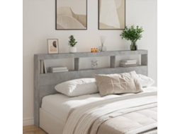 Mesilla de noche con luces LED 200x17x102cm Gris Cemento