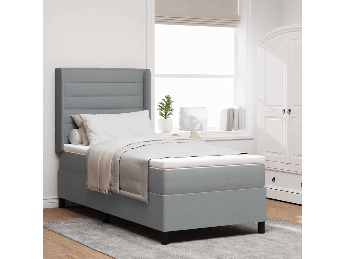 Vidaxl Cama Box Com Almofada Manual Cinzento-claro 200 X 100 Cm Tecido