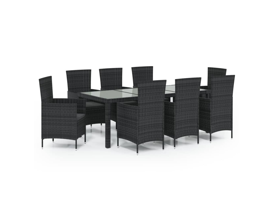 Maison Exclusive - 9 Pcs Conjunto Jantar Exterior Com Almofadões Vime Pe Preto