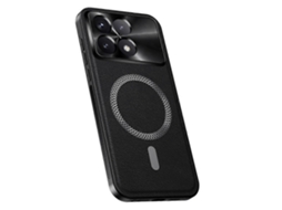 Capa Tkdaddy Para Xiaomi Redmi K70e 5g / Poco X6 Pro 5g Compatível Com Magsafe Pu Tpu Pc Capa Traseira Com Armação De Lente De Metal Preta