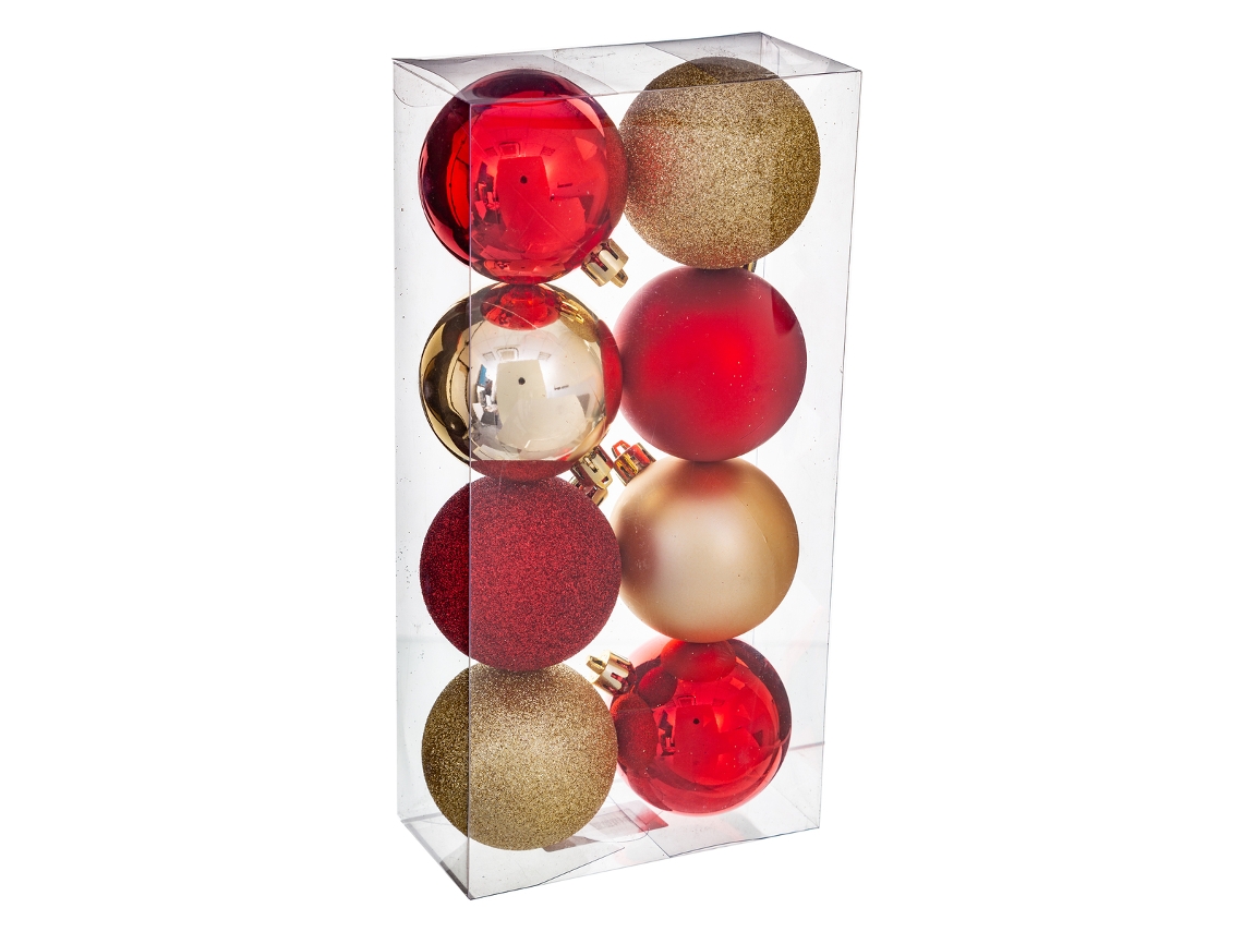 Enfeites de Natal Colorama Ouro Vermelho, Pacote de 8 D7Cm FEERIC LIGHTS & CHRISTMAS