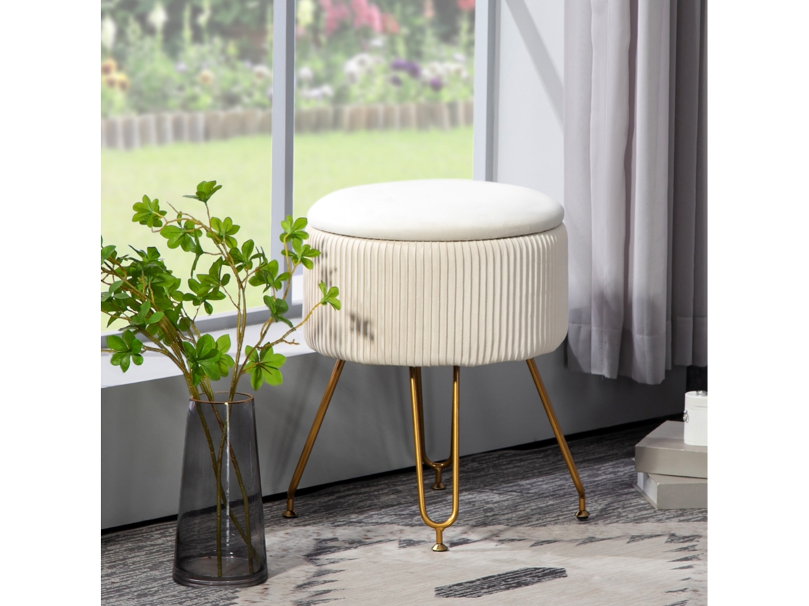 Banco, Banco De Armazenamento, Com Almofada, Material Aço Inoxidável, Para Sala, Quarto, Branco, de Alta Qualidade, Design Moderno, Antiderrapante