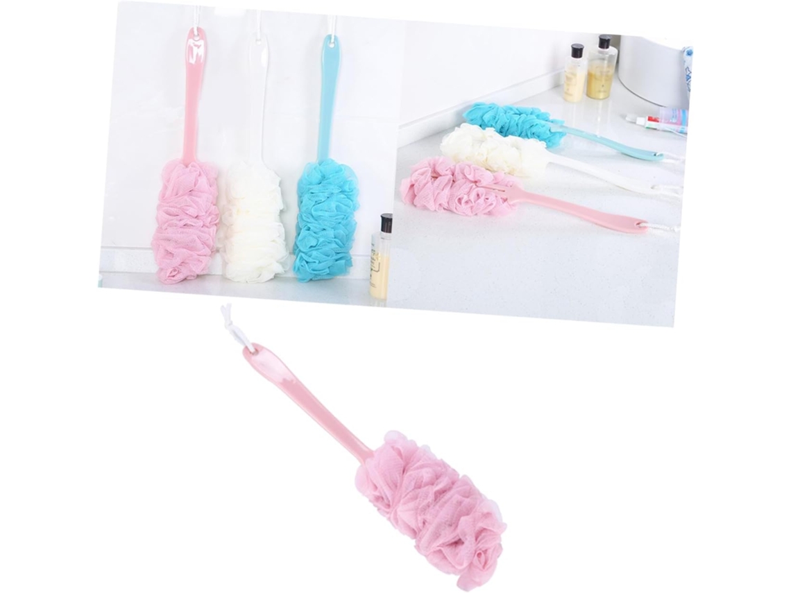 Escova De Banho Esfoliante Wooneky Com Cabo Longo, Pe Rosa, Escova Macia E Áspera Para Limpeza Esfoliação Do Banho