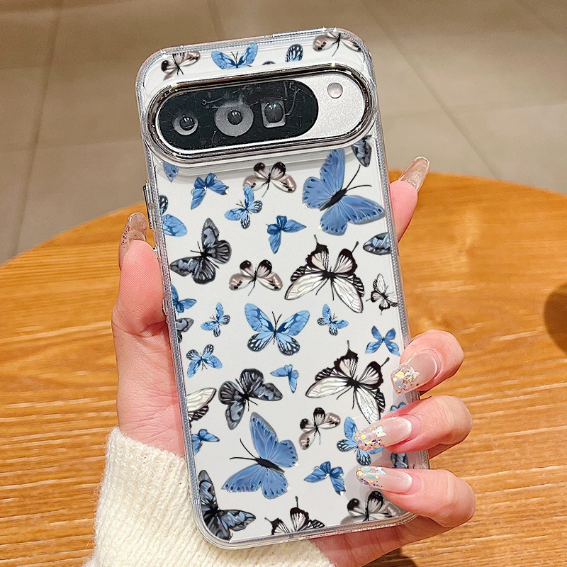 Capa Transparente Para Celular Google Pixel 8a Com Estampa Retrô De Borboletas, À Prova De Choque E Feita De Tpu Macio.
