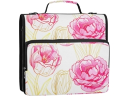 Pasta Organizadora Com Estampa De Tulipa E Peônia Amarela, Zíper De 3, 8cm, 3-argolas, Bolsa Caderno Escolar Com