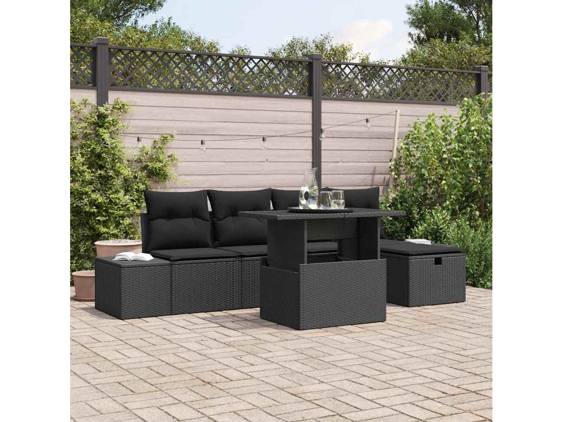 Vidaxl Conjunto De Sofá De Jardim 6 Unid. Rattan Sintético