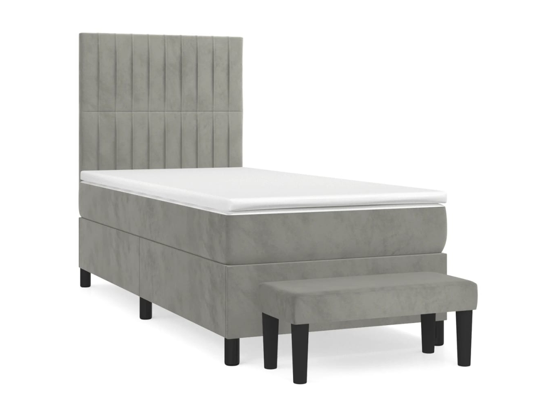 Box Spring Bed, Box Spring Beds Vidaxl Cinzeto Veludo (90 X 190 Cm)