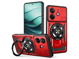 Capa Magnética Com Suporte Giratório Tpu Capa Para Celular Xiaomi Redmi Note 14 4g (163,25 Mm) Vermelha