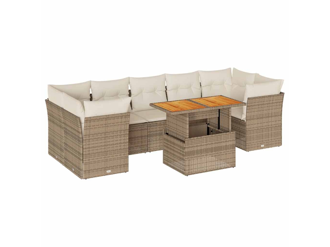 Maison Exclusive - 8 Pcs Conjunto De Sofás P/ Jardim Com Almofadões Vime Pe Bege