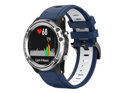 Lurelia Pulseira Esportiva De Silicone Garmin Quatix 5 22 Mm, Dois Tons, Azul Meia - Noite E Branco