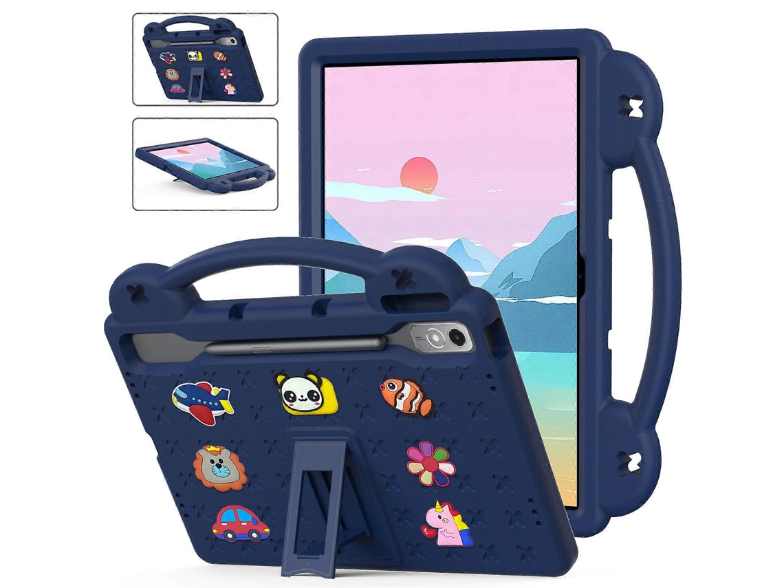 Capa protetora Hengrongshen EVA à prova de choque para Lenovo Tab P12 com suporte, azul marinho