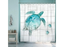 Cortina de Banheiro com Tartaruga Marinha Teal Impermeável 180 X 180 Cm NEVEANCE