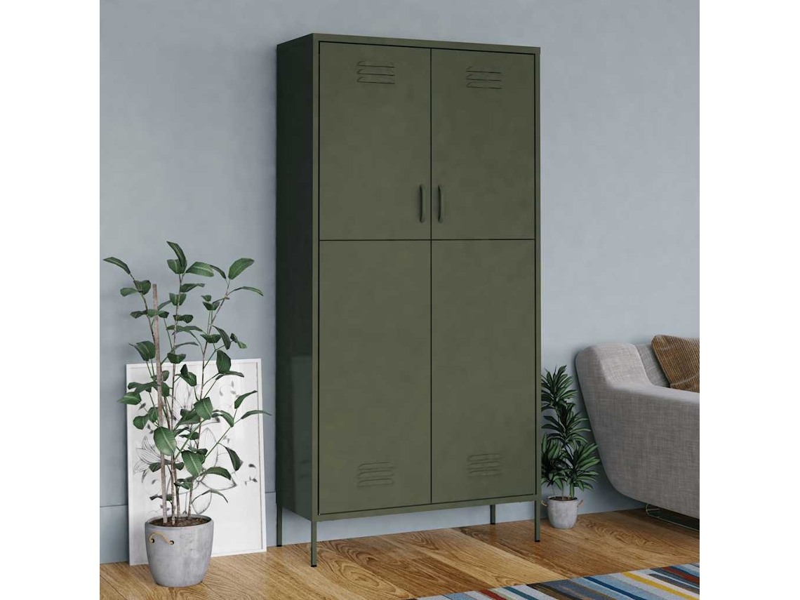 Vidaxl Roupeiro 90x50x180 Cm Aço Verde-azeitona
