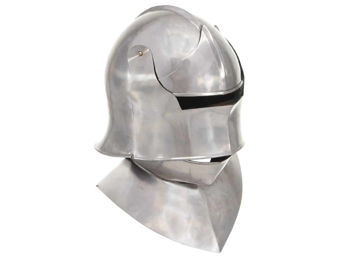 Vidaxl Capacete De Cavaleiro Medieval Réplica Larp Aço Prateado