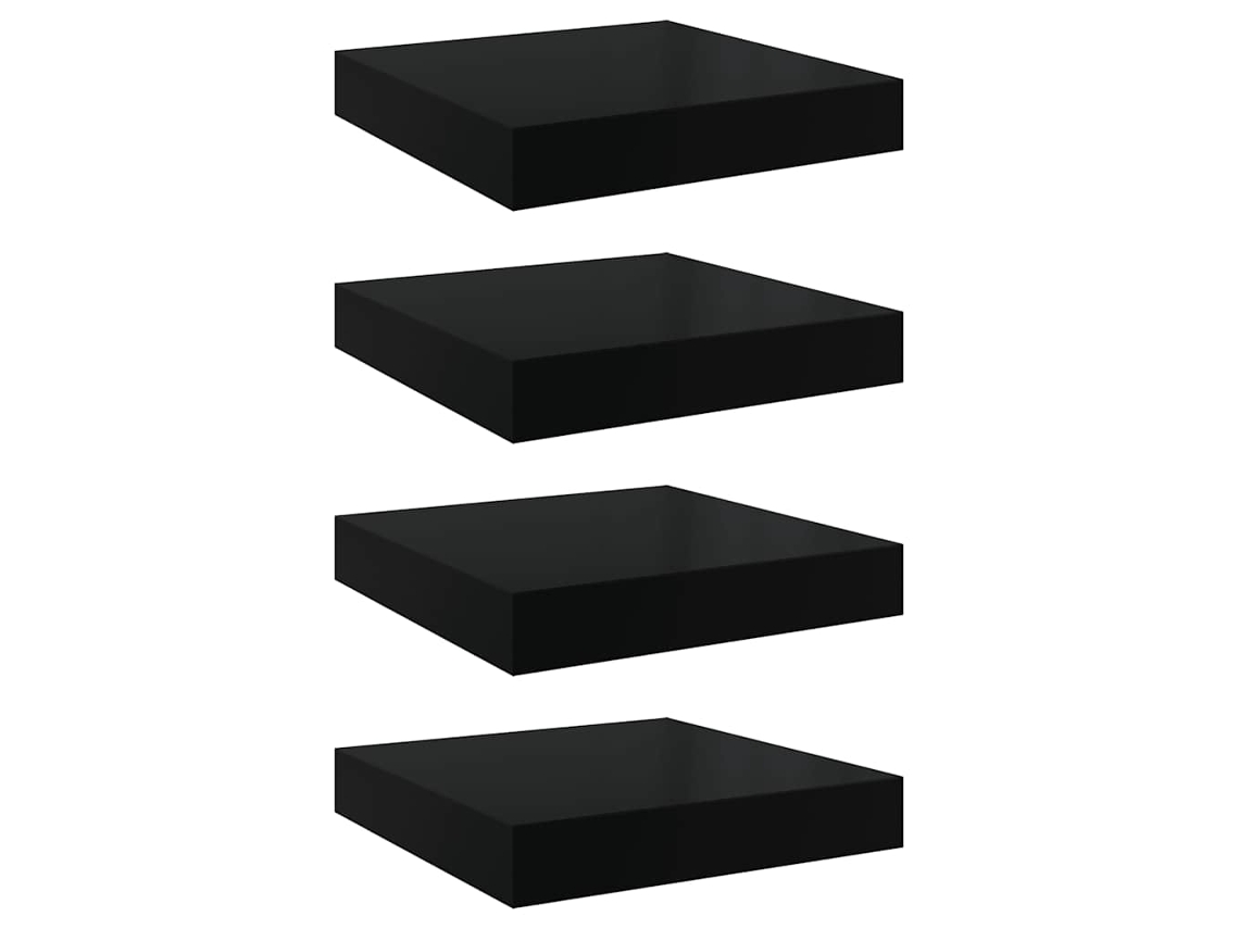 Prateleiras de Parede Suspensas 4 Pcs 23x23,5x3,8cm MDF Preto MAISON EXCLUSIVE