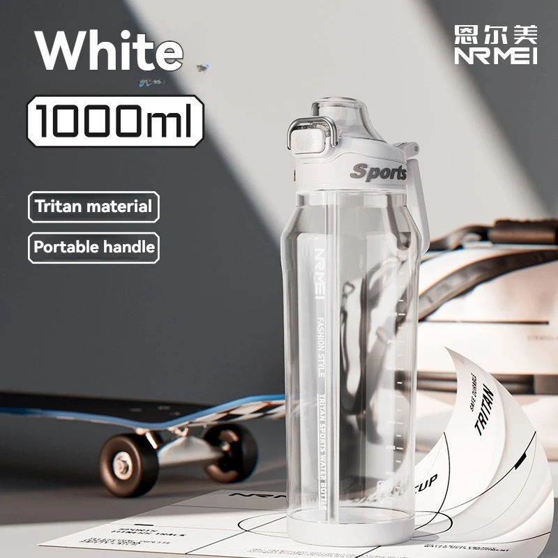 (branco, 1000ml) Chaleira Esportiva, Material Plástico Para Beber, Adequado Para Esportes Ao Ar Livre, Como Fitness, Ciclismo, Escalada