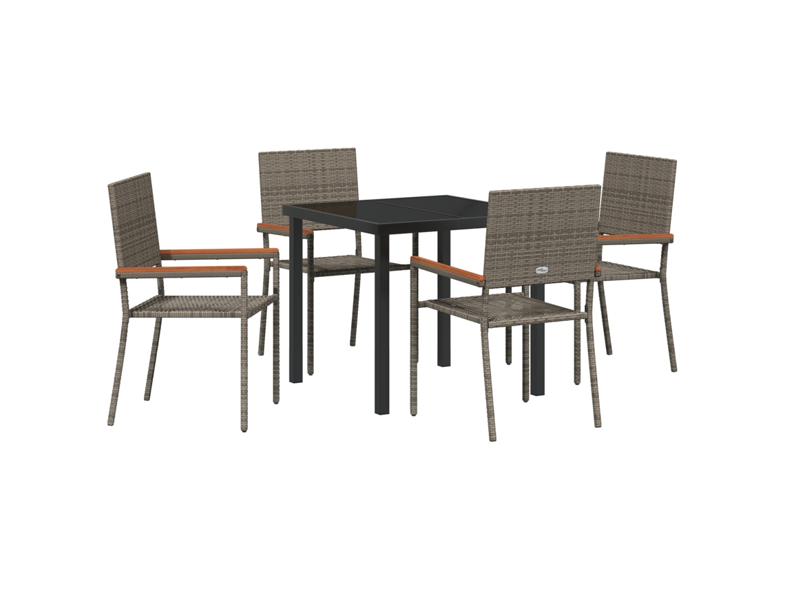 Conjunto 5 De Jantar De Jardim De Vidaxl Cinza Rattan Pe