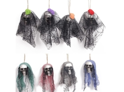 2026 adornos de Calaveras para Halloween Linjou 8 Piezas Decoración de Fiesta Material Espuma Y Encaje