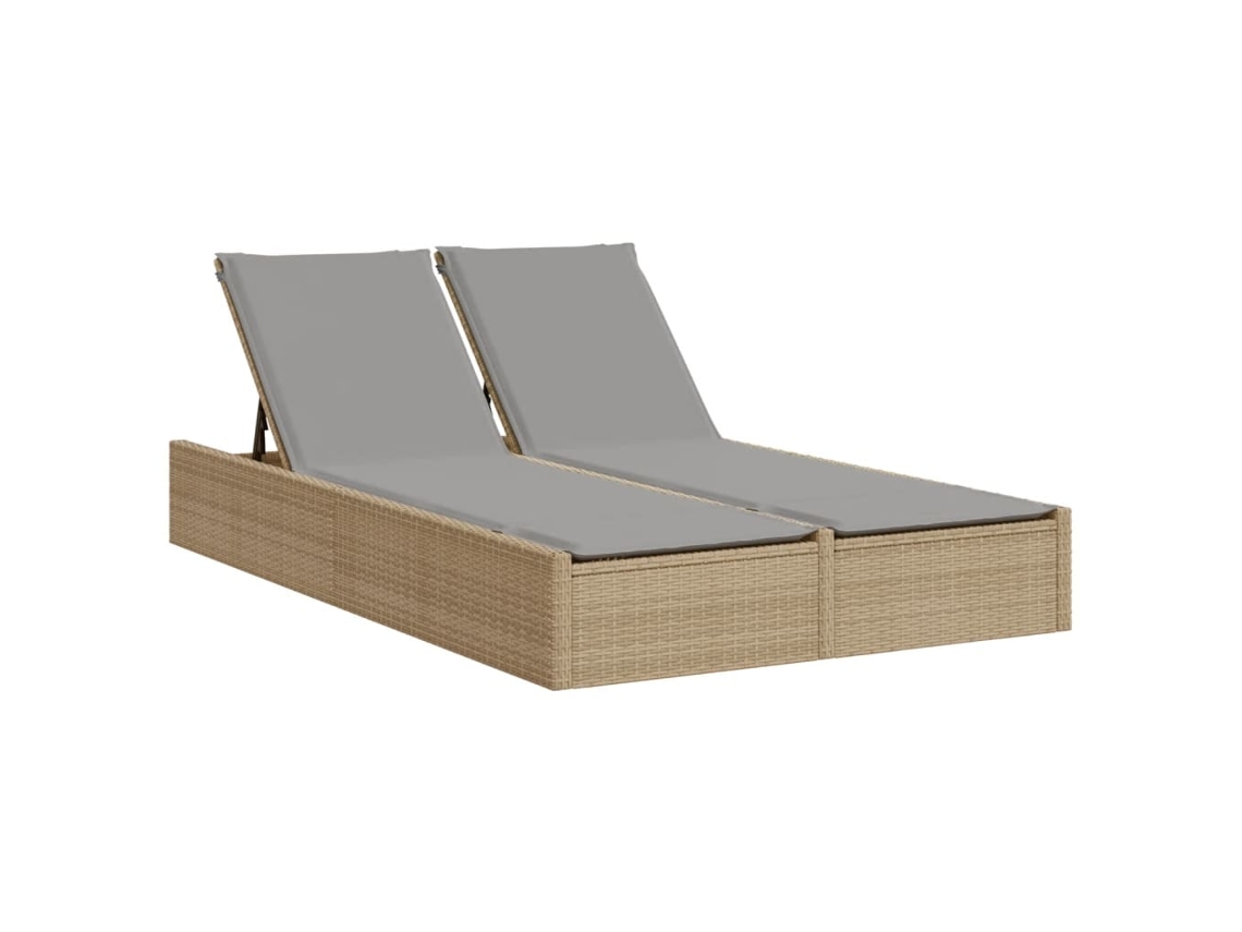 Double Sun Lounger, Double Sun Loungers Vidaxl Bege Rattan / Vime (n/a)