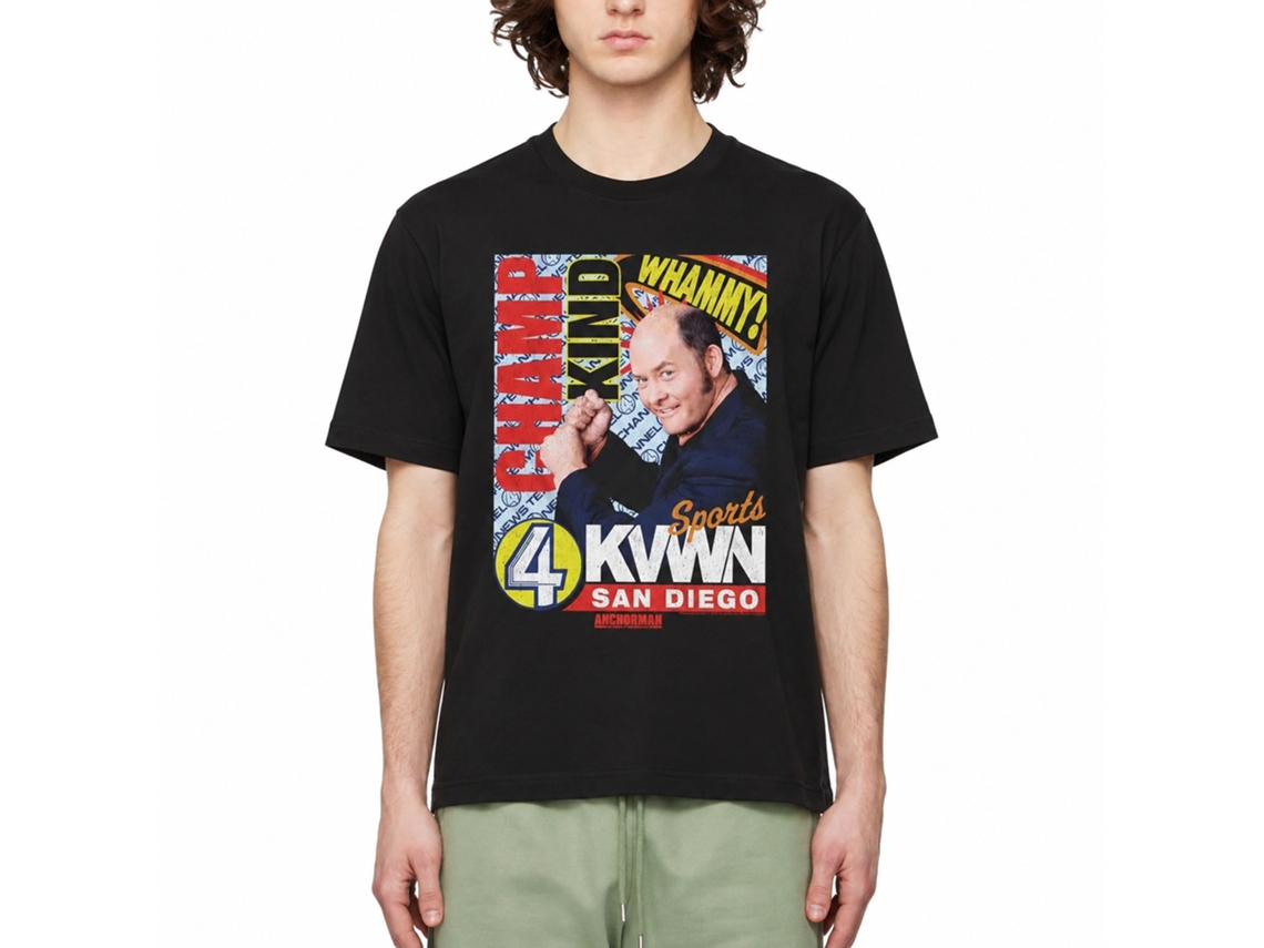 Rockinstone Anchorman Movie Champ Kind Dark Black Adult T-shirt Size:s