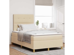 Vidaxl Cama Box Spring Led Com Cabeceira Creme 120 X 200 Cm Tecido