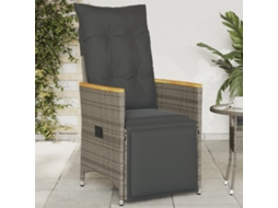 Cadeira De Jardim Reclinãvel Com Almofadãµes Vime Pe Cinzento DKD HOME DECOR
