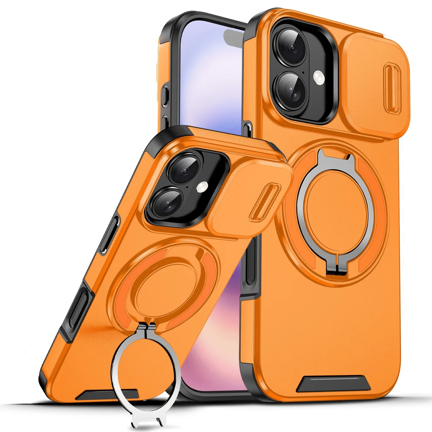 Capa Deslizante Magnética (laranja) Para Iphone 11 Com Proteção Para A Câmera, Feita De Material Pc.
