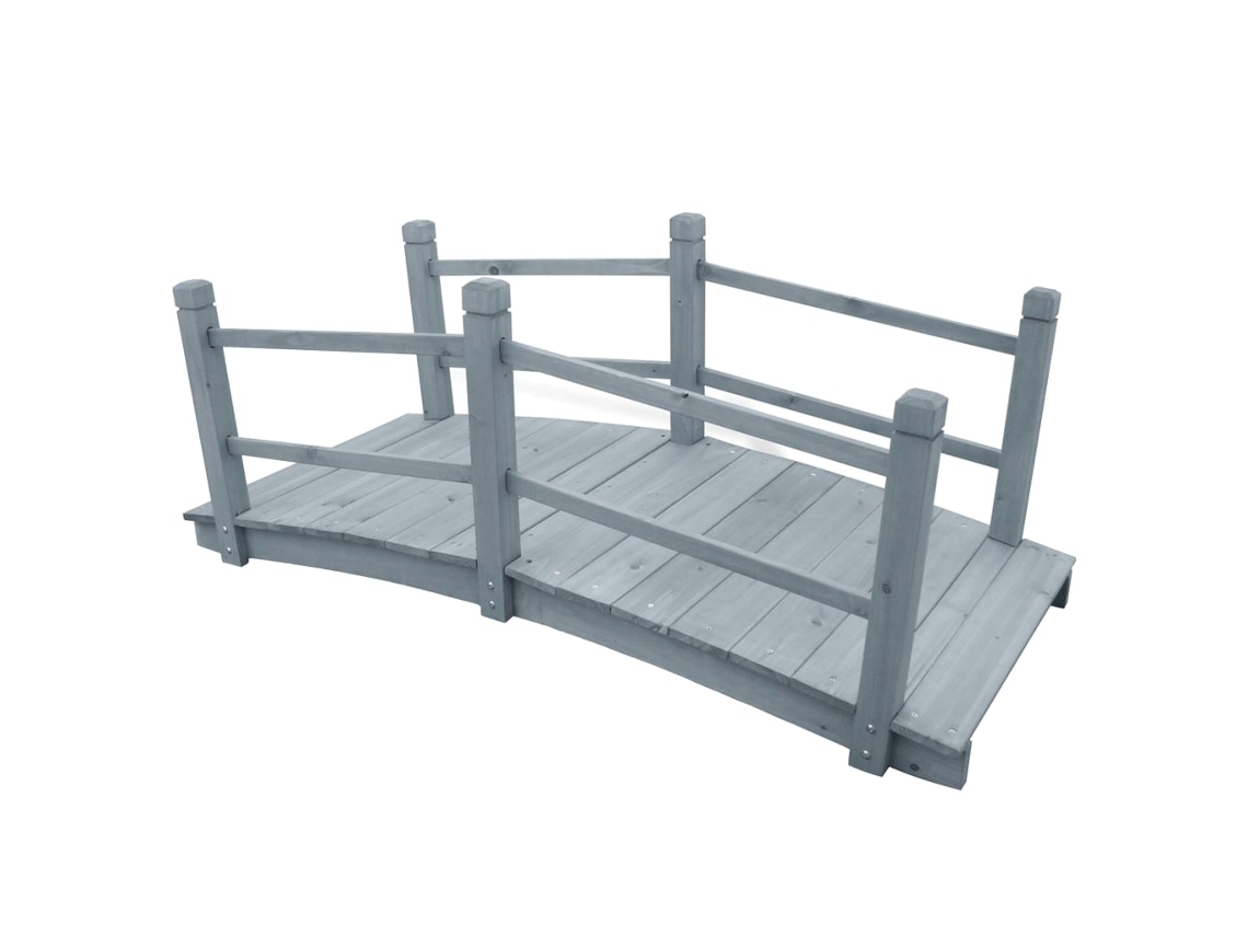 Vidaxl Ponte De Jardim 140x60x56 Cm Madeira De Abeto Maciça Cinzento