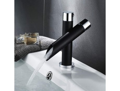 Torneira De Pia De Banheiro Preta Fosca, Cascata, Misturador Monocomando, Design Moderno, Torneira De Latão , Torneira Hdd (curta)