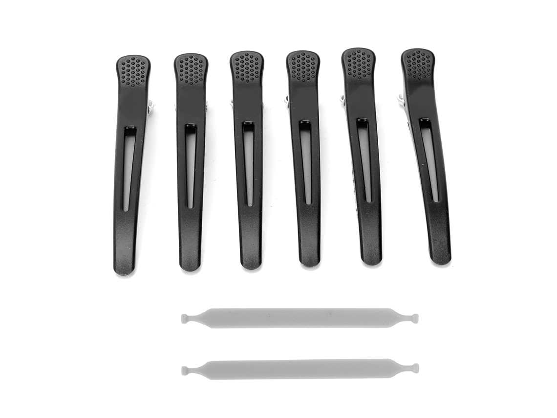 6 Pentes De Cabelo Profissionais Duckbill Antiderrapantes Com Faixa De Silicone Para Corte E Estilo De Cabelo (preto)