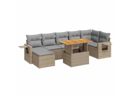 Conjunto de 8 sofás de jardim com almofadões Vime Pe Bege MAISON EXCLUSIVE (8 peças)