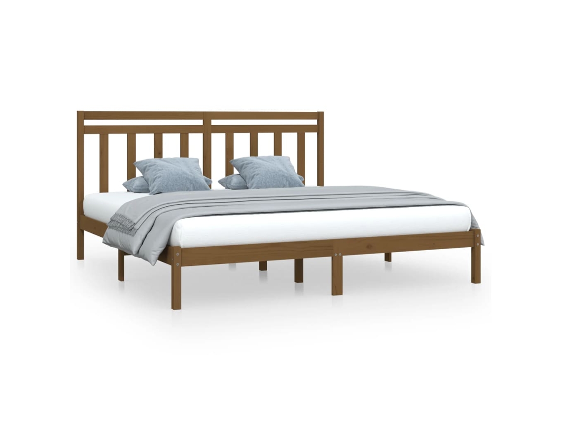 Estrutura de Cama em Madeira Maciça Castanho Mel MAISON EXCLUSIVE (200x200 cm)