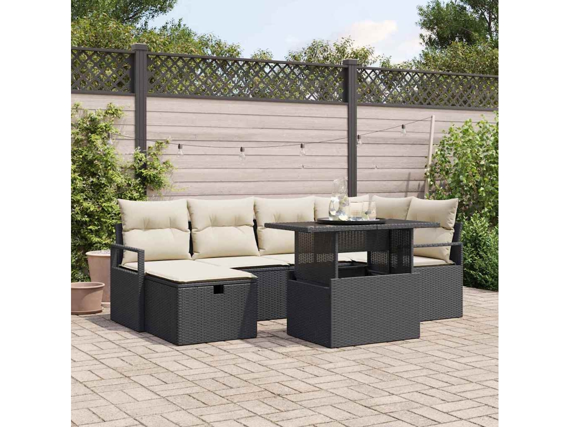 Vidaxl Conjunto De Sofá De Jardim 6 Unid. Vime Pe