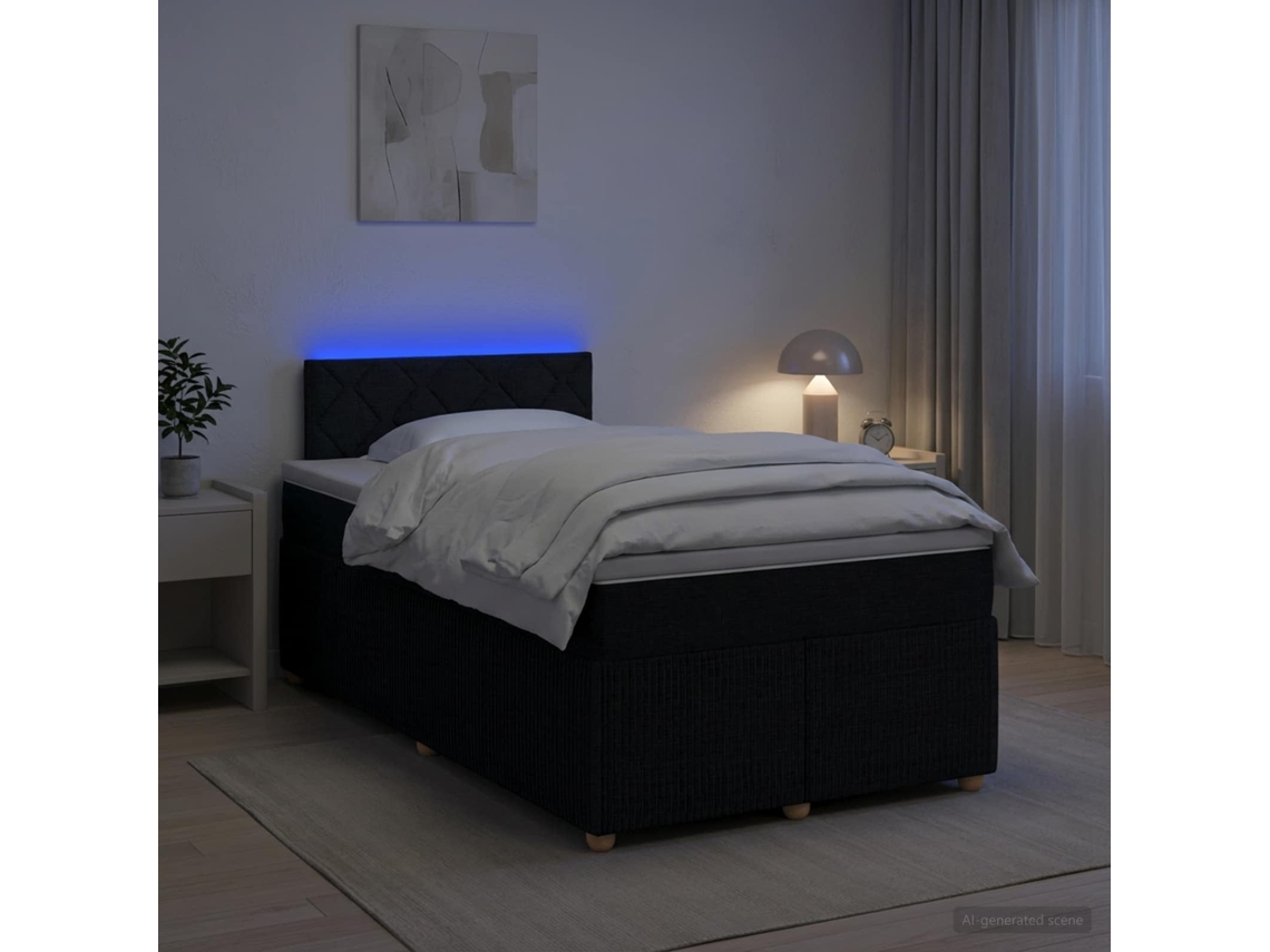 Vidaxl Cama Box Spring Com Colchão Preto 120 X 190 Cm Tecido