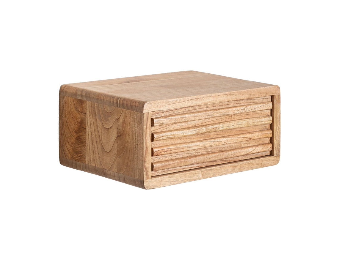 Sklum Pack De 2 Mesas De Cabeceira Flutuantes Retangulares 45x30 Cm Em Madeira Deleyna Madera De Mindi Castanho Madeira Natural