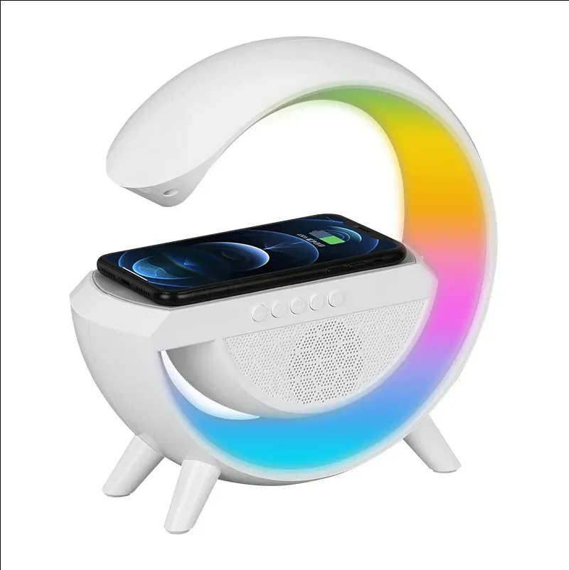 Coluna Bluetooth Multifuncional BT2301 Branco 3W Carregamento Sem Fios Relógio LURELIA