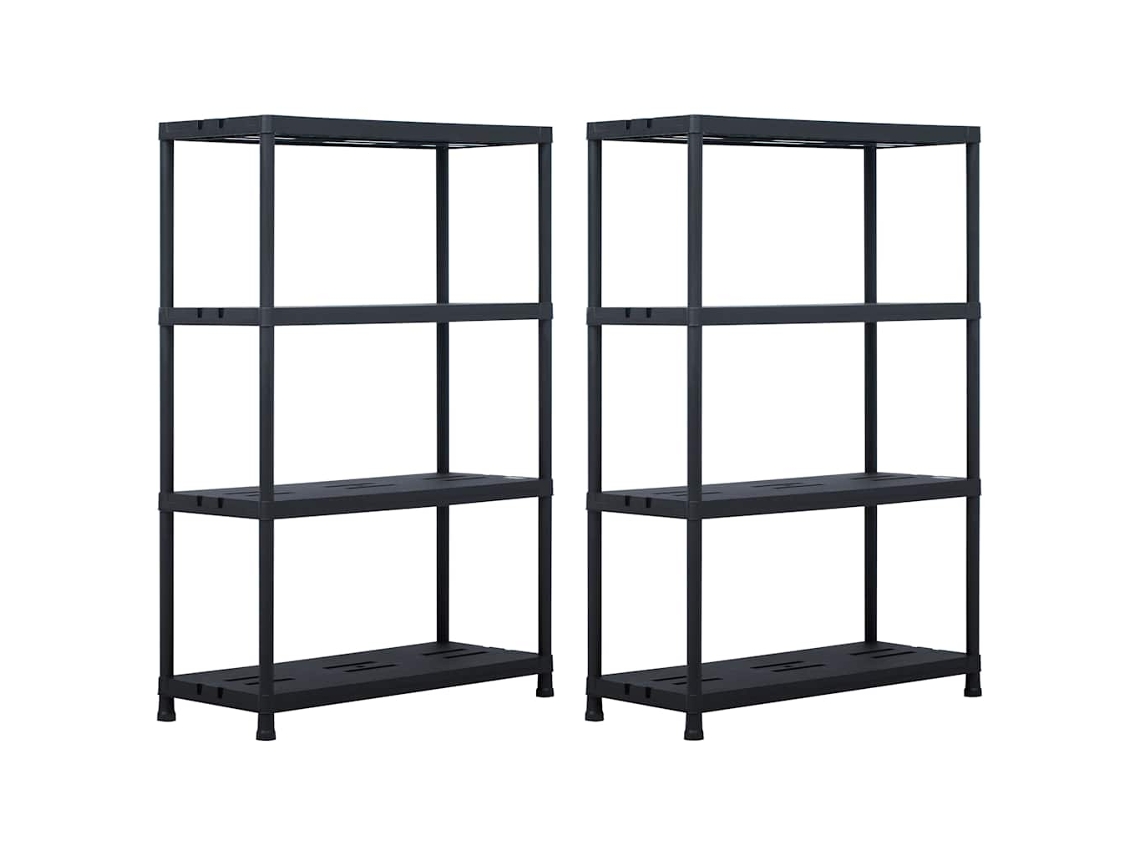 Conjunto 2 Storage Shelf, Storage Shelves Vidaxl Preto Plástico (90 X 40 X 138 Cm)