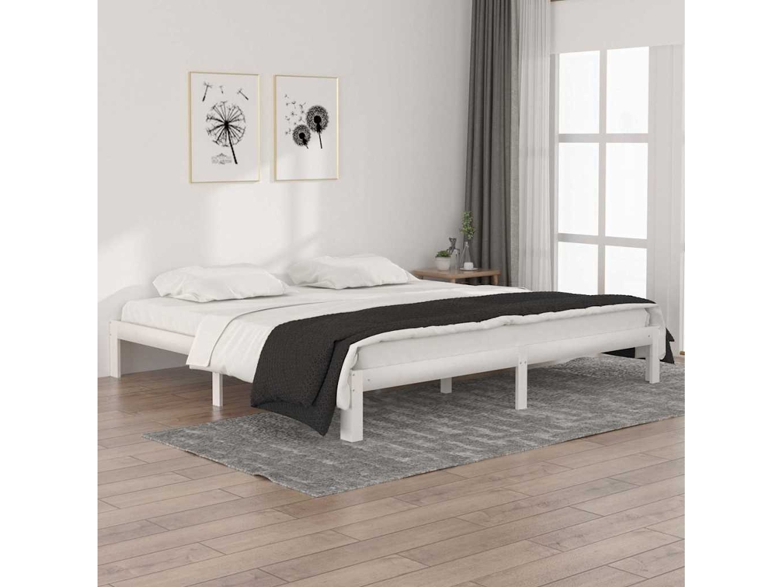 Vidaxl Estrutura De Cama 200x200 Cm Pinho Maciço Branco