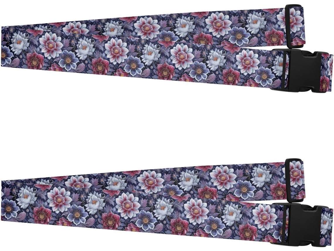 Conjunto De 2 Cintas Bagagem Vintage Boêmias Com Estampa Batik Paisley E Kraken Wine, Ajustáveis Viagens E Bagagem
