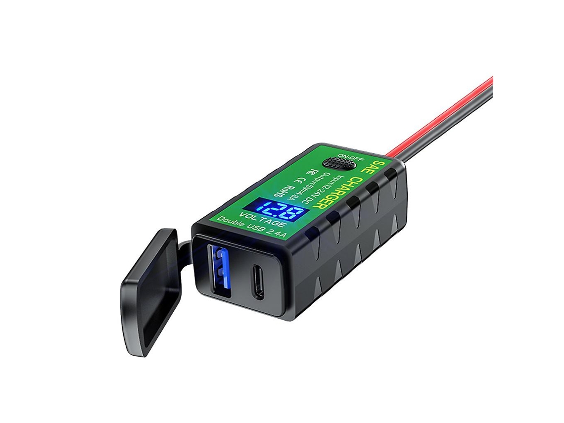 Tipo Carregador Sae Do Paládio Da Motocicleta Qc3.0 de 12V 24V Ao Adaptador Do Usb com Voltímetro ALLINLESS