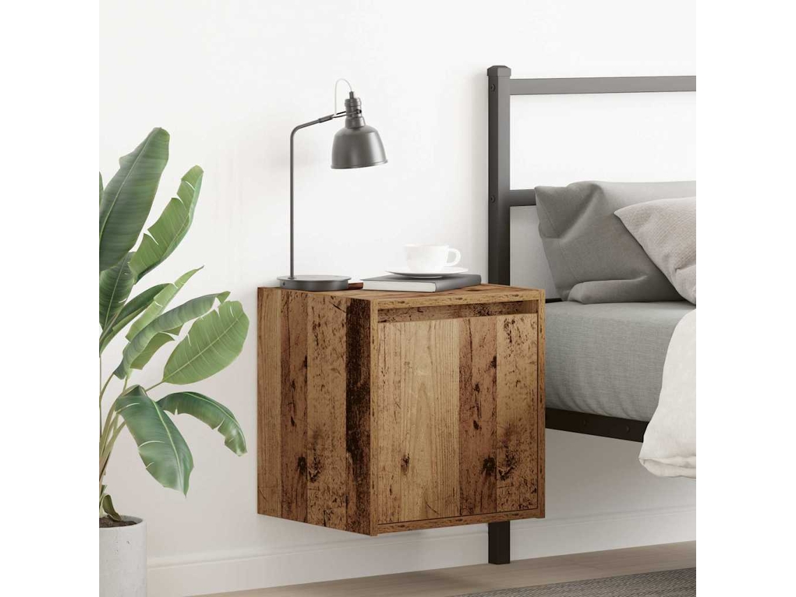Vidaxl Mesa De Cabeceira De Parede 38x34x40 Cm Cor Madeira Velha